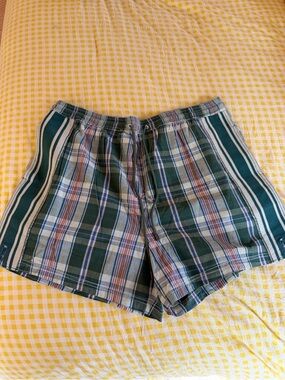 Free People Green Plaid Drawstring Lounge Shorts
